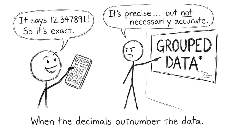 Precise vs accurate grouped mean joke