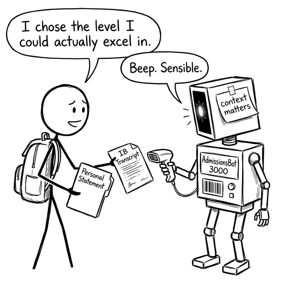 Admissions robot scans transcript comic