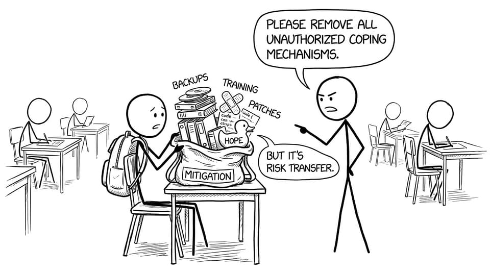 Exam hall mitigation backpack joke