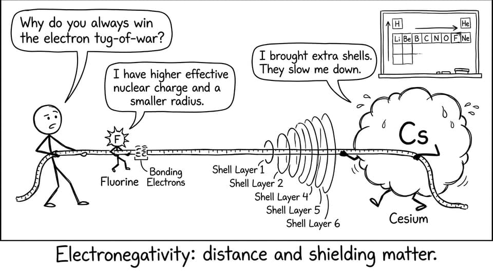 Student vs fluorine vs cesium tug-of-war