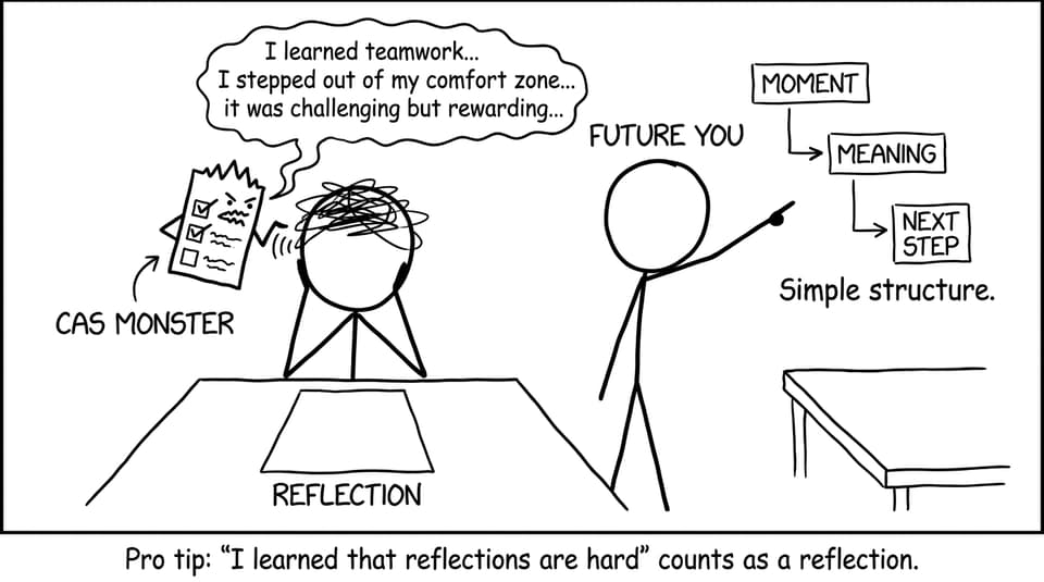 A blank reflection page vs a simple structure joke