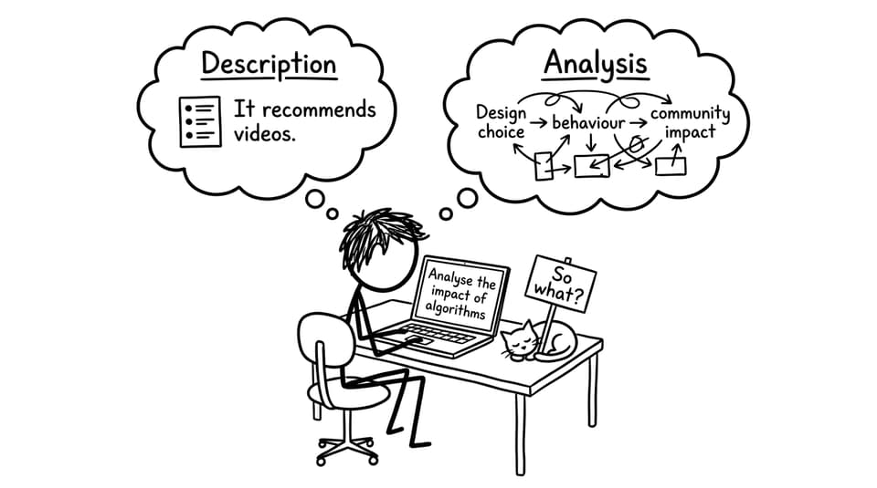 Description vs analysis comic