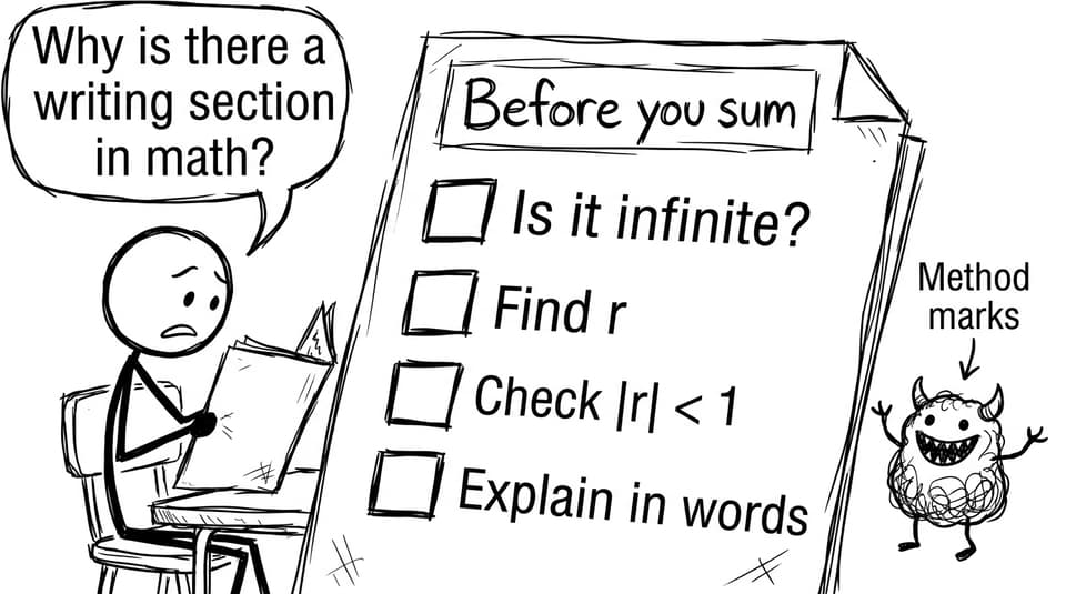 Comic about “Before you sum” and method marks
