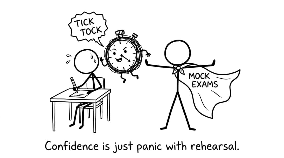 Stopwatch monster during mock exam