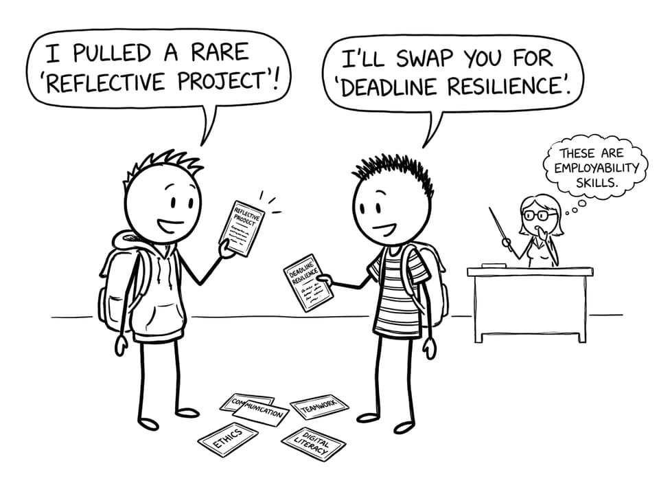 Employability skills trading cards comic