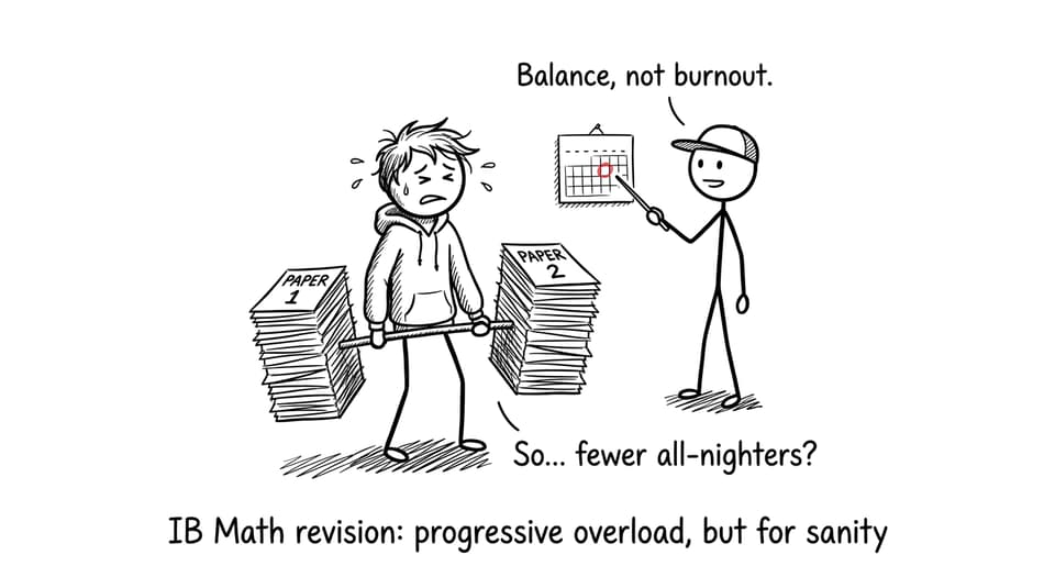 Student balancing Paper 1 and Paper 2 like dumbbells