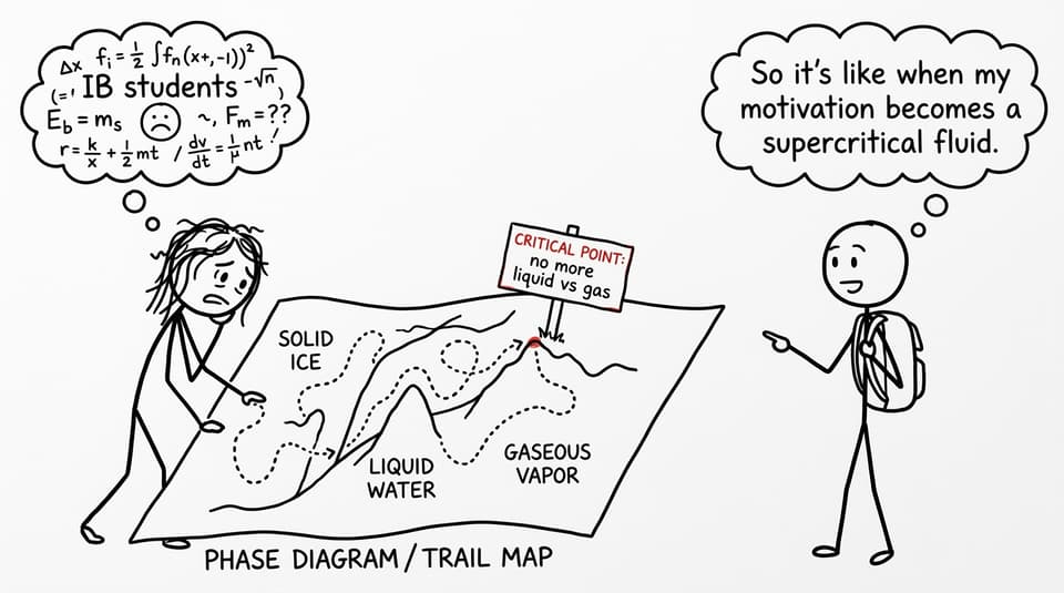 A phase diagram feels like a hiking map in exam week
