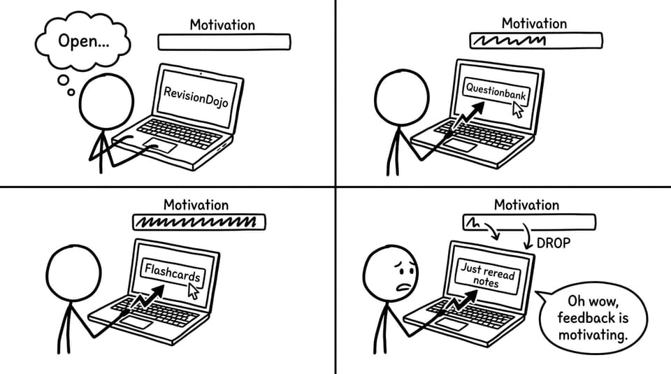 RevisionDojo feedback loop comic