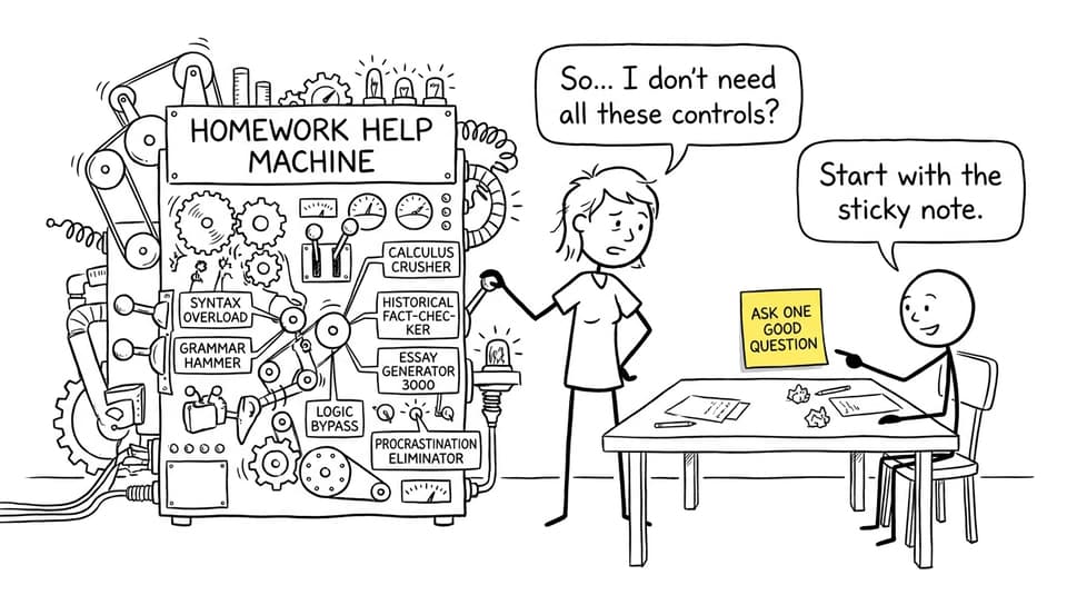 A parent discovers that one good question can be more useful than an elaborate homework-help machine