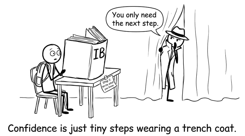 Confidence is tiny steps in a trench coat