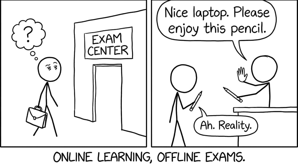 Online learning, offline exams