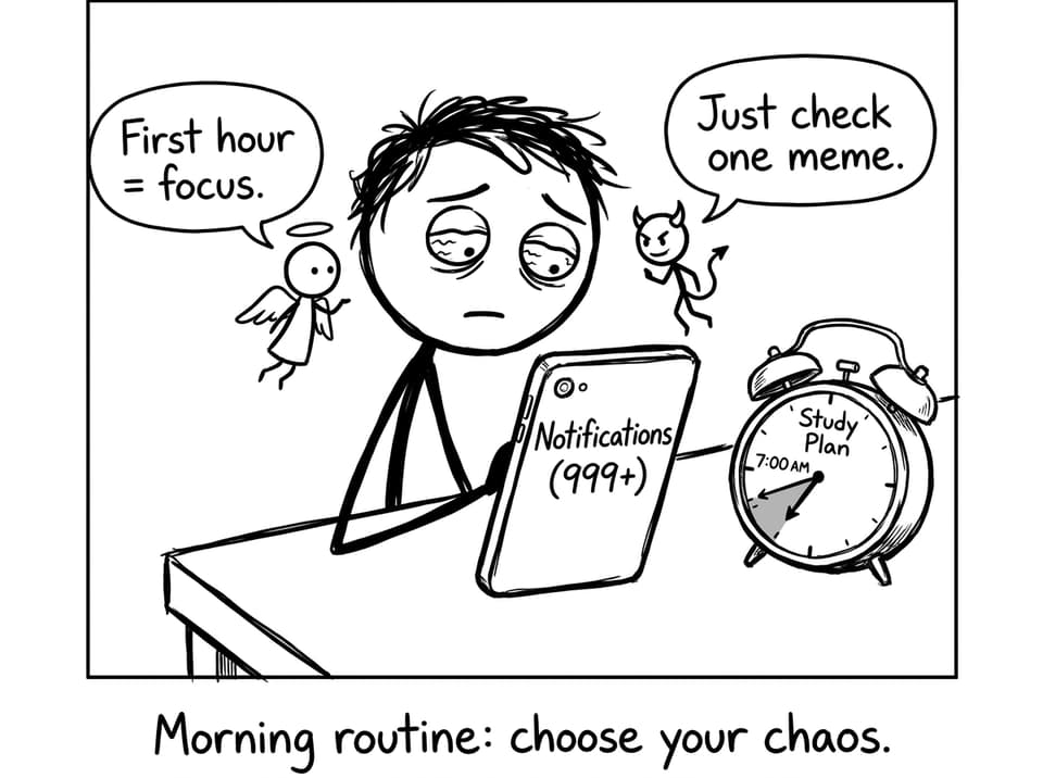 A student choosing focus over notifications