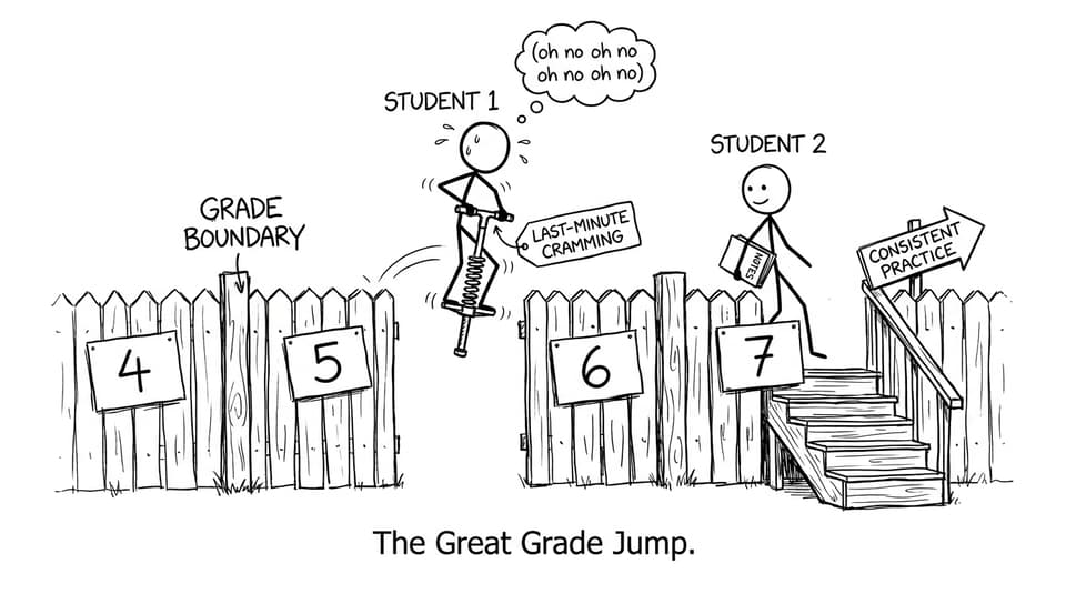 Literal grade boundary fence (XKCD comic)