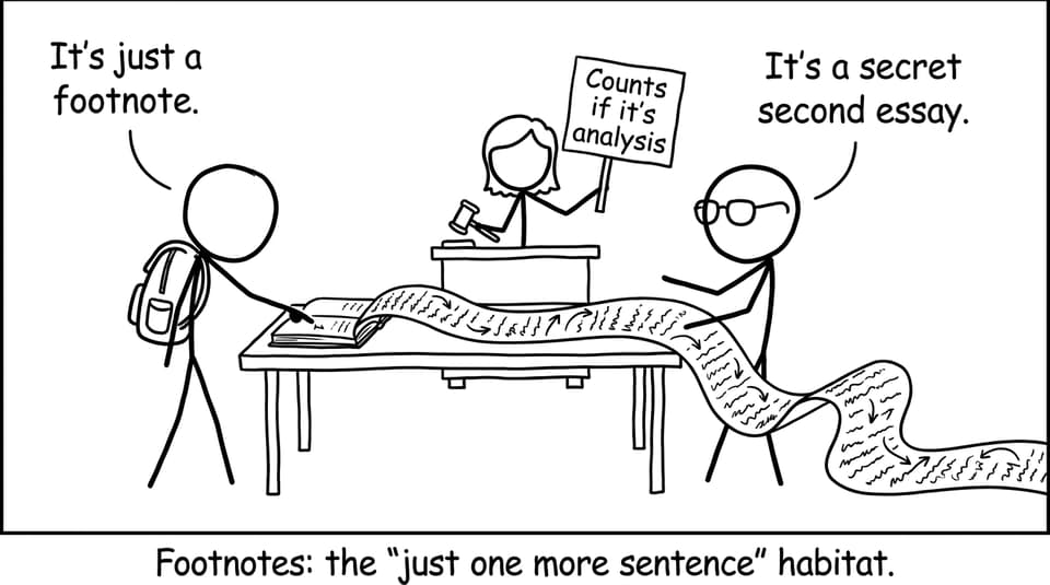 A comic about footnotes becoming a secret second essay