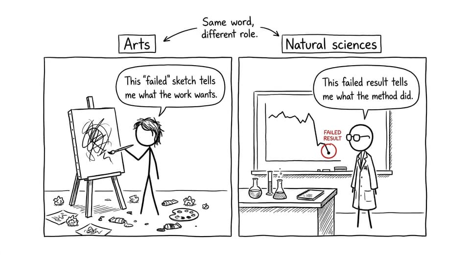 Comic contrasting arts vs sciences failure