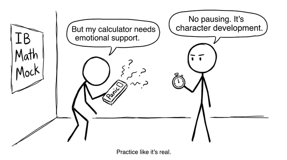 Two friends attempt an IB Math mock without pausing panic