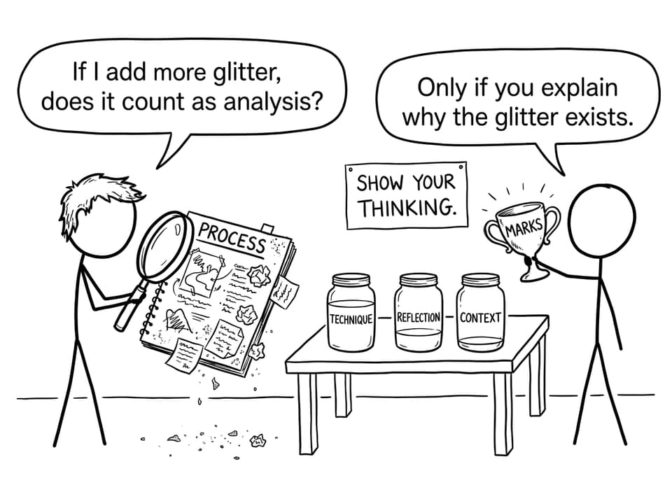 Glitter vs analysis in IB Group 6 Arts