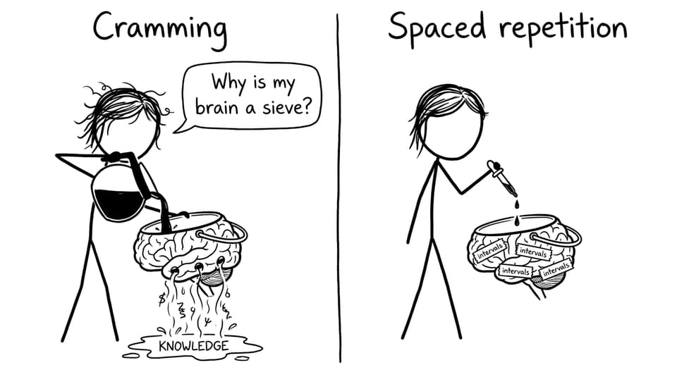 A funny comic about cramming vs spaced repetition