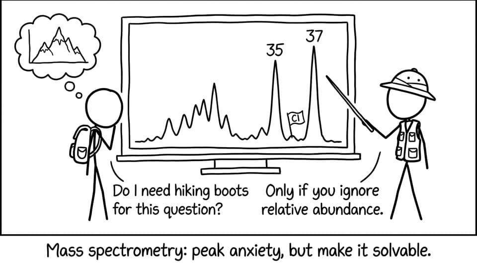 Mass spectrum mountain range joke