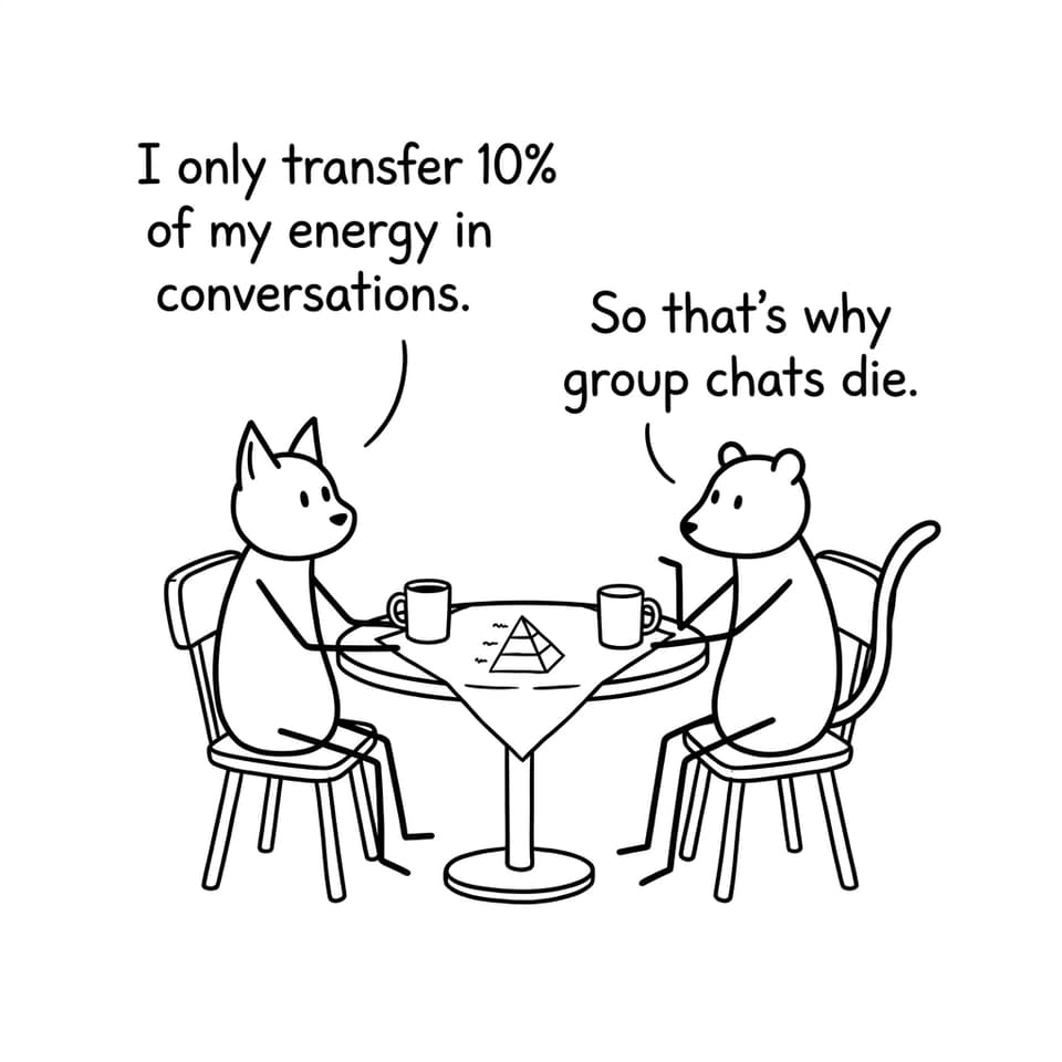 10% energy transfer joke at a cafe