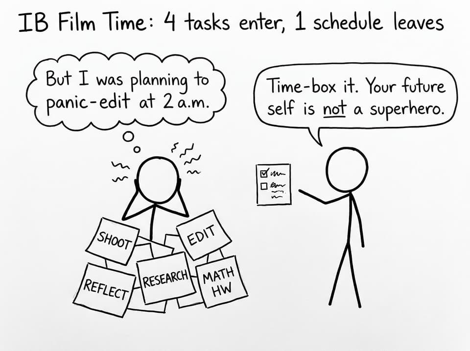 IB Film Time: 4 tasks enter, 1 schedule leaves
