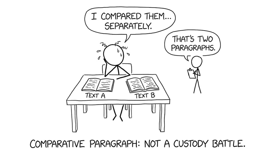 Comparative paragraph comic: not two paragraphs