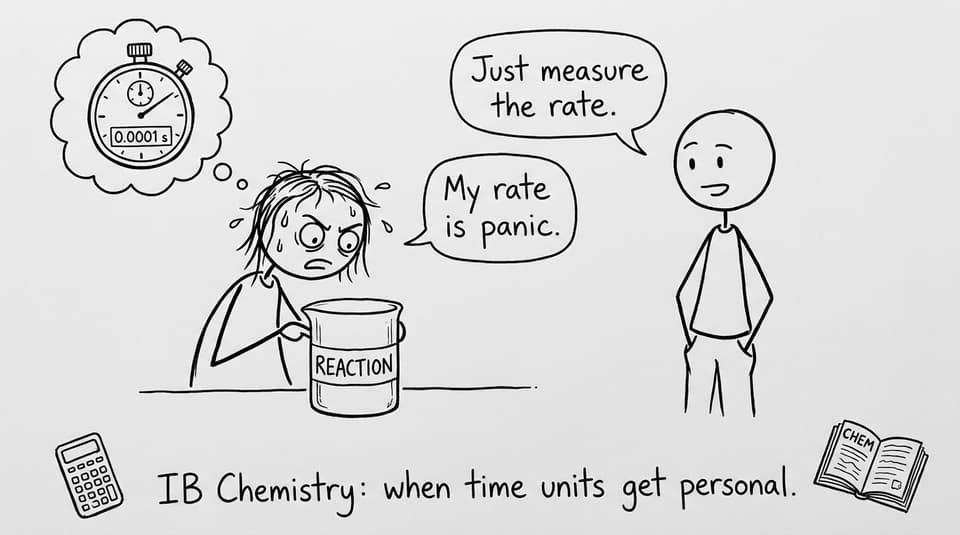 IB student measuring reaction rate panic