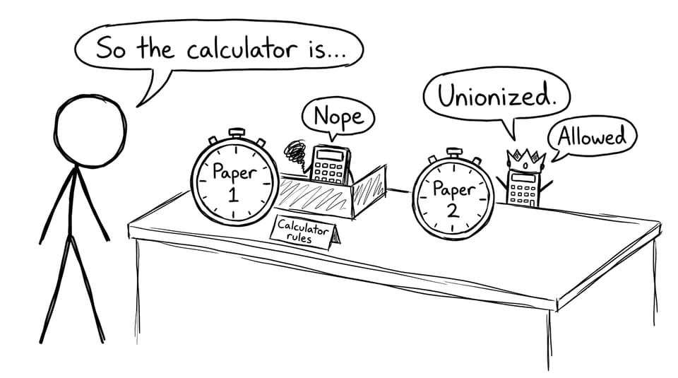 Paper 1 vs Paper 2 calculator joke