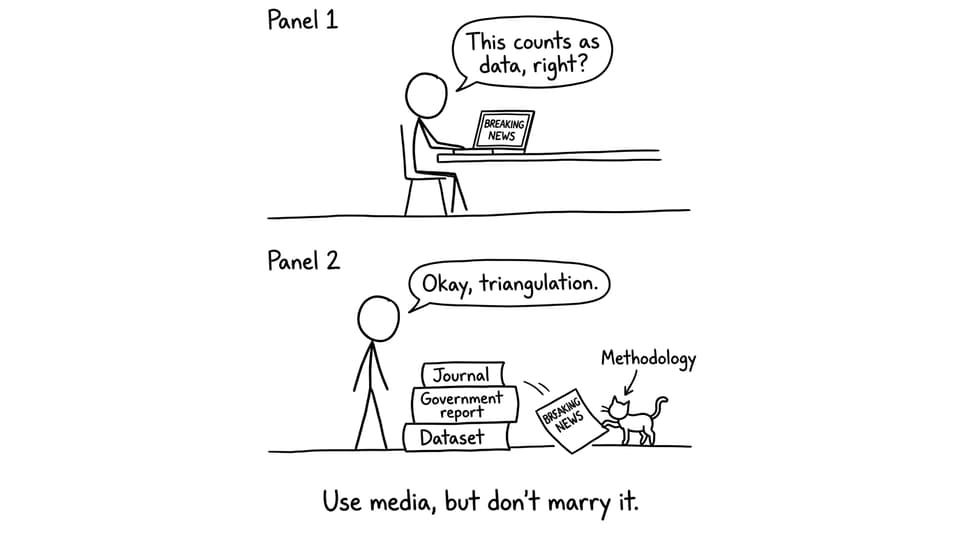 Comic about news as data vs triangulation