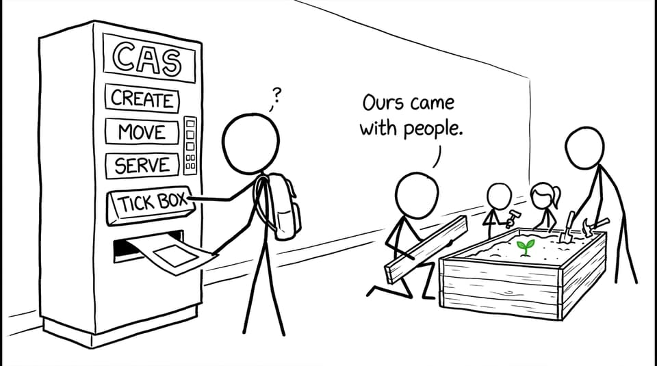 Comic showing the difference between ticking a CAS box and working with people