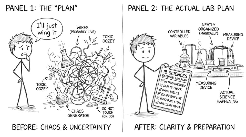 Two-panel joke: winging it vs checklist mode