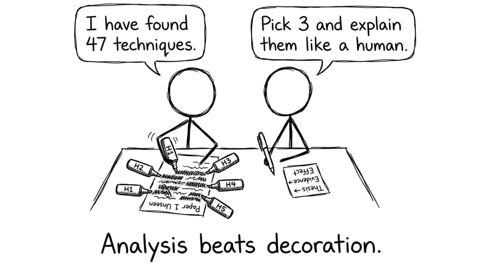 Too many highlighters vs a clear thesis