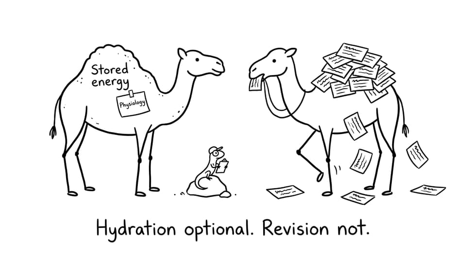 Two camels compare revision strategies