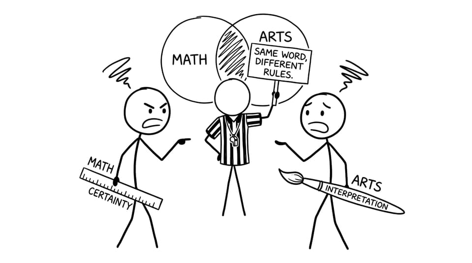 Math certainty vs Arts interpretation joke