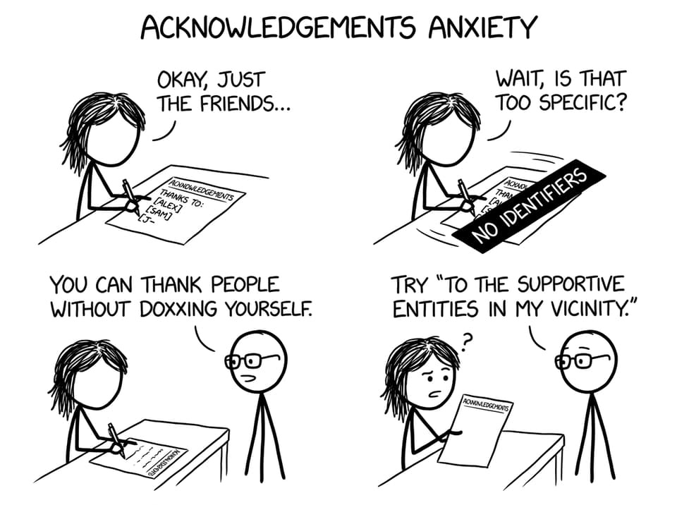 Acknowledgements page trying to dox the student