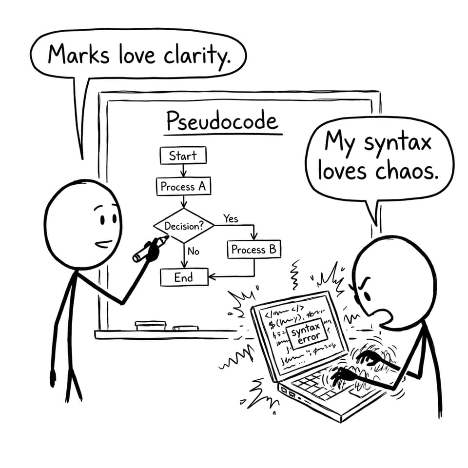 Pseudocode vs syntax comic