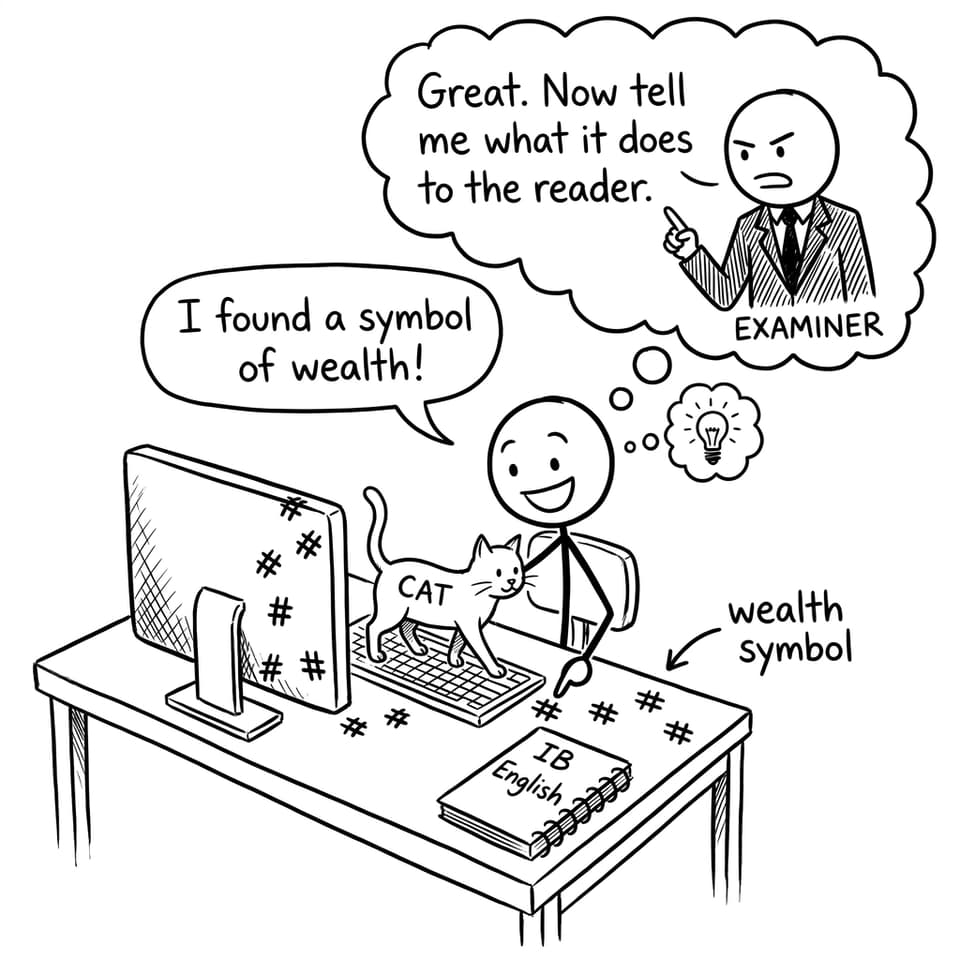 Student celebrates a “wealth symbol” while examiner wants effect