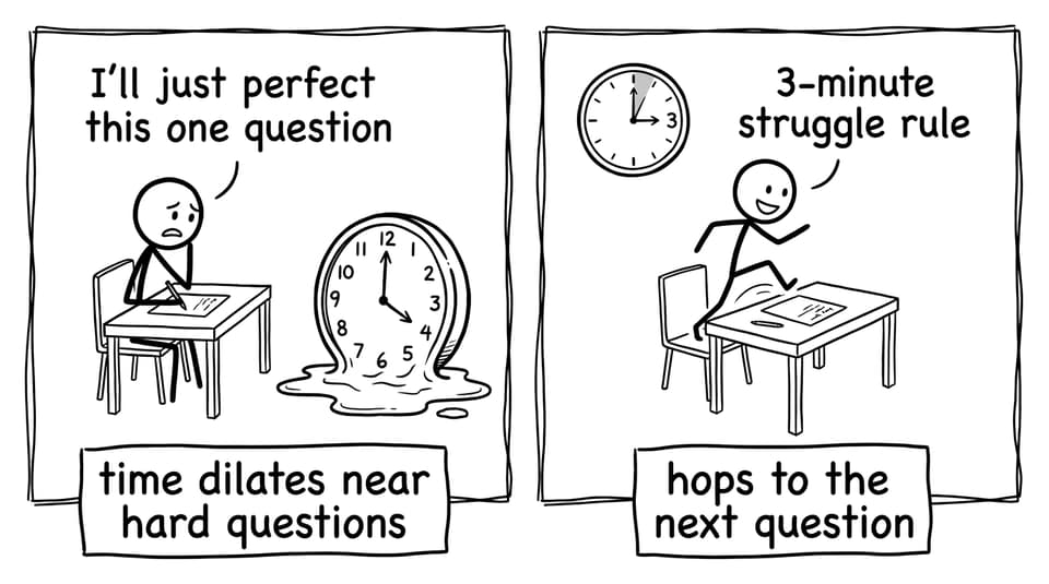 Time dilates near hard questions