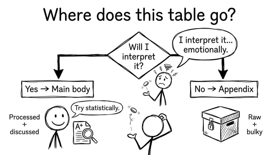 Comic about deciding main body vs appendix