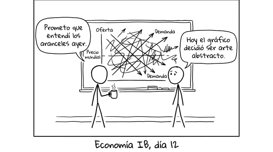 Dos estudiantes mirando un gráfico caótico