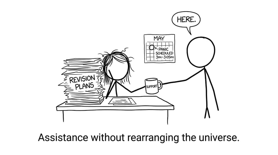 Assistance without rearranging the universe