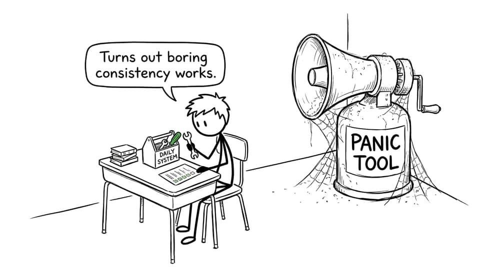 A daily study system quietly defeats the panic tool