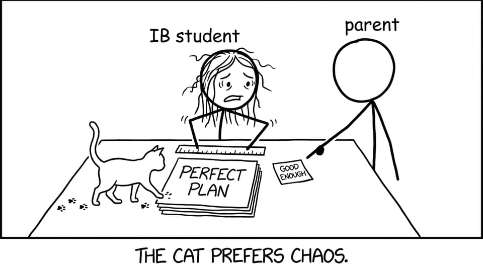 A student tries to make the perfect plan while a cat chooses chaos