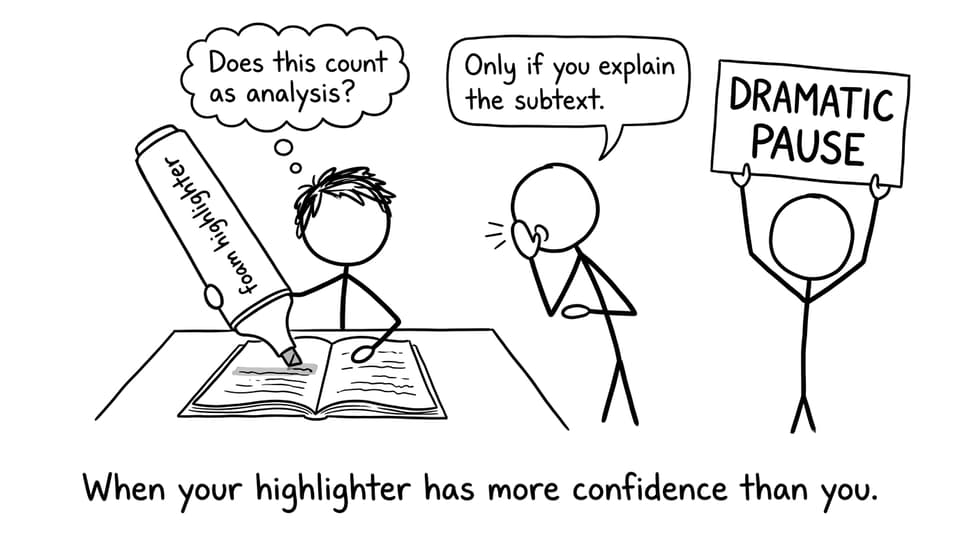 IB student vs dramatic highlighter comic