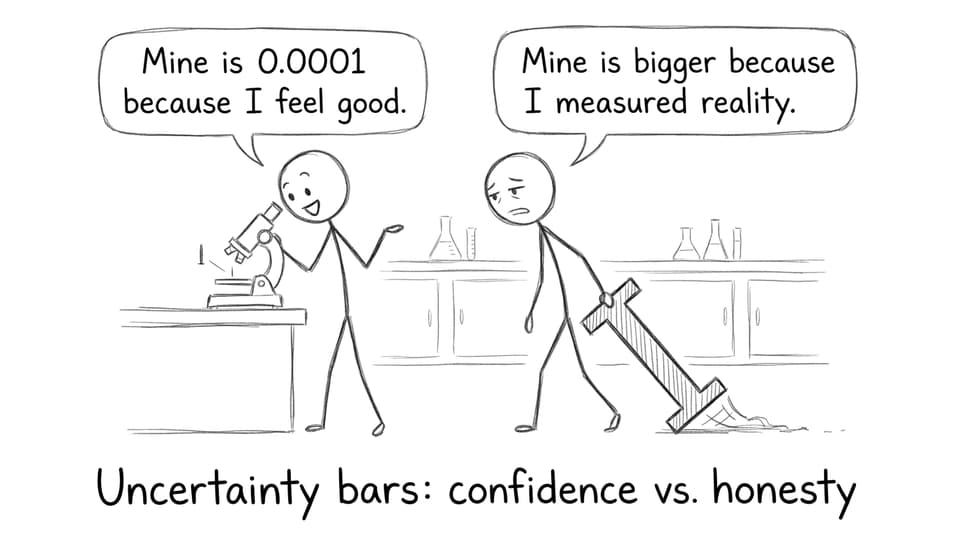 Uncertainty bars: confidence vs. honesty