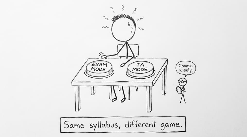 Student choosing between exam mode and IA mode