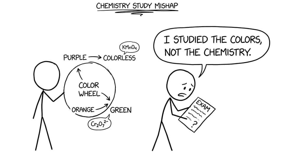 Two students trying to memorize color changes instead of chemistry