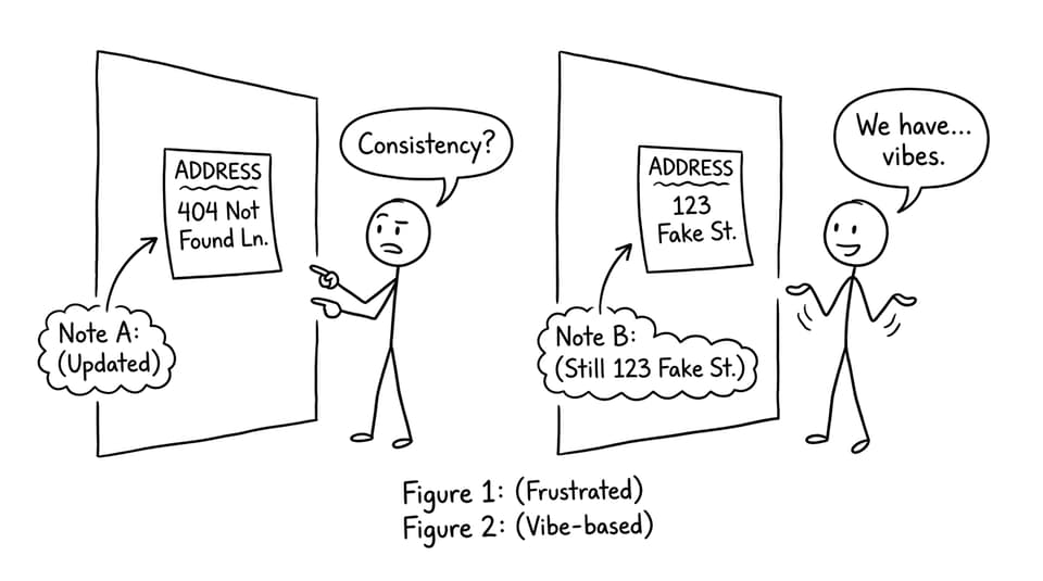 Two sticky notes labeled “Address” disagreeing, with students shrugging