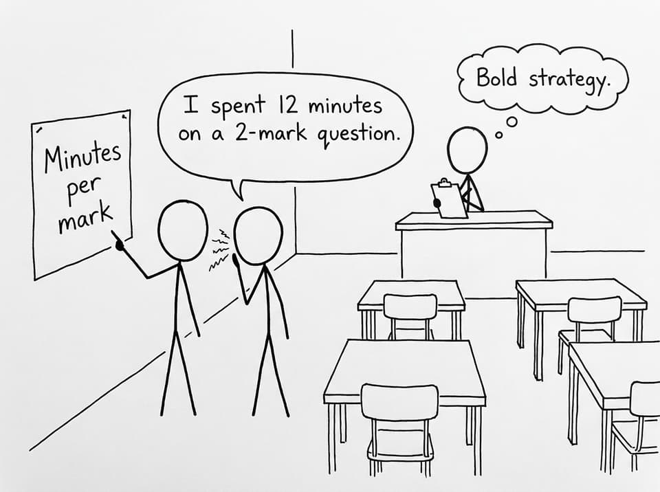 Minutes per mark exam joke