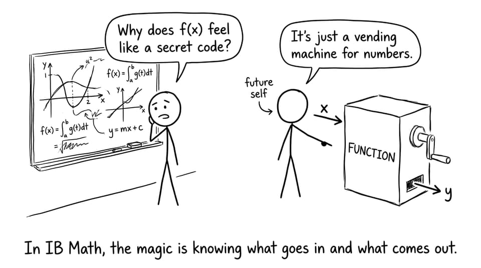 A funny IB Math function machine comic
